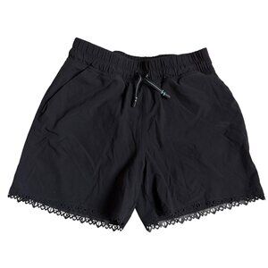 ivivva Black Athletic Shorts With Scalloped Laser Cut Hem - Size 12